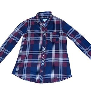 Market & Spruce Women’s Plaid Shirt - Navy and Burgundy